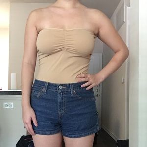 American Apparel Nude Strapless Bodysuit